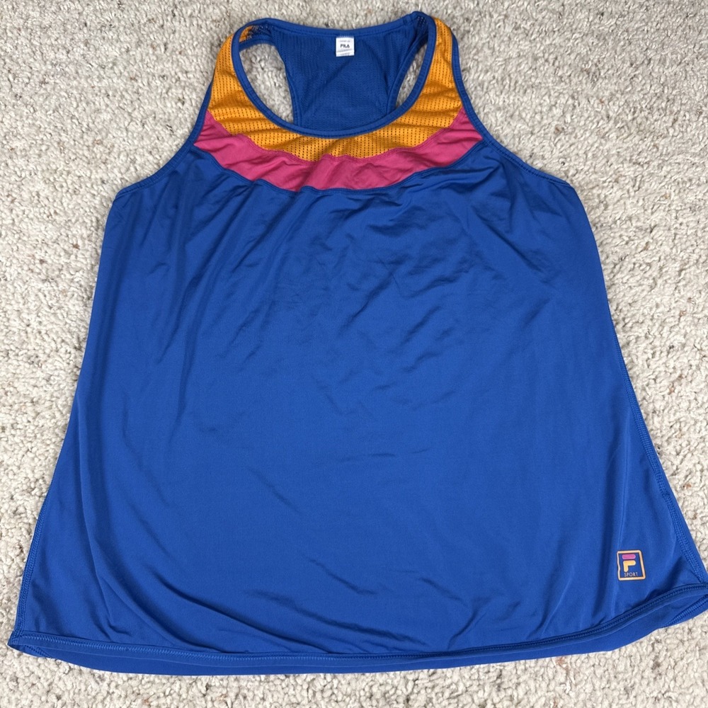 Fila Sport Blue Mesh Accent Tank Top Size Large Racer Back